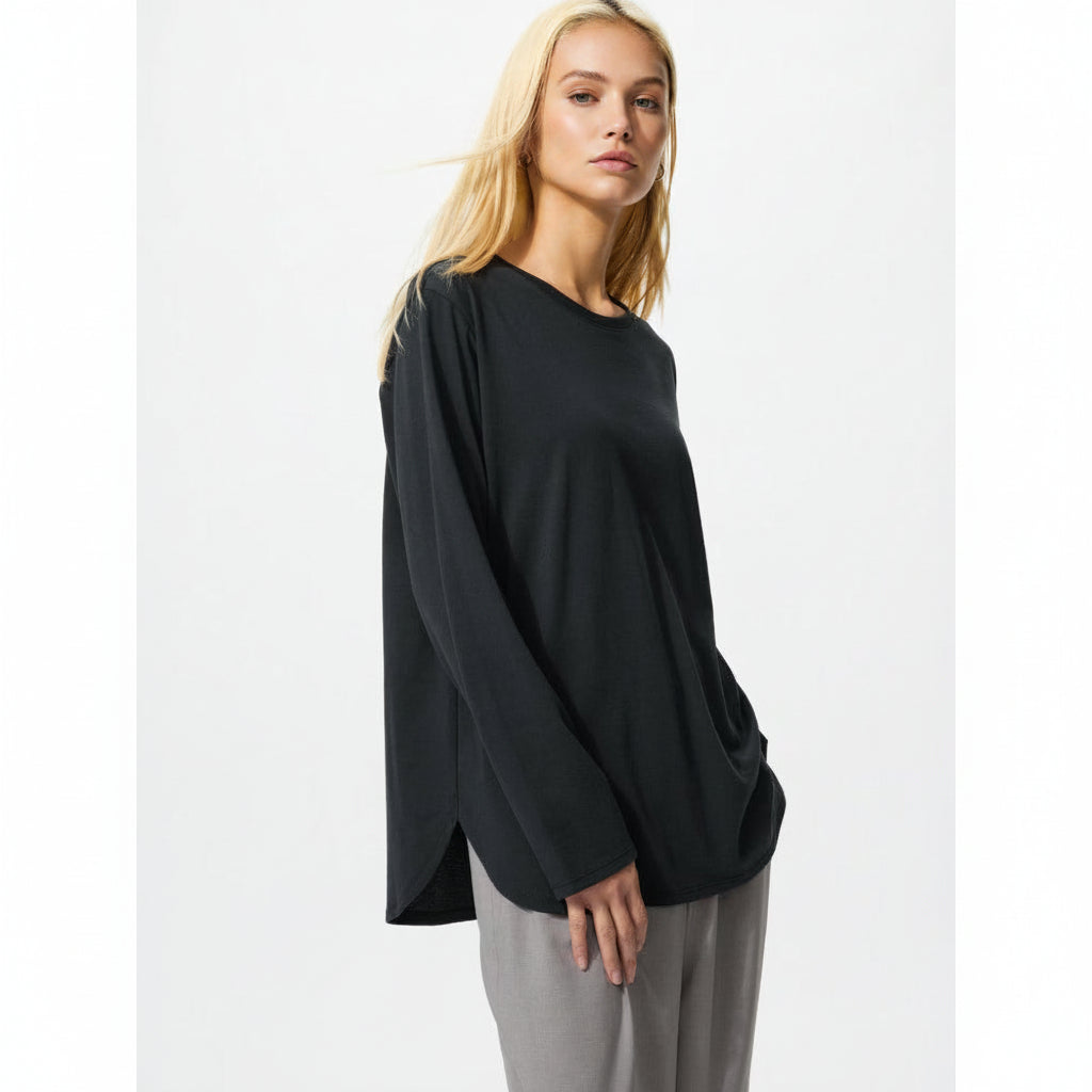 U Soft Cotton Round Hem Long Sleeve T-Shirt 481484 Japan best brand