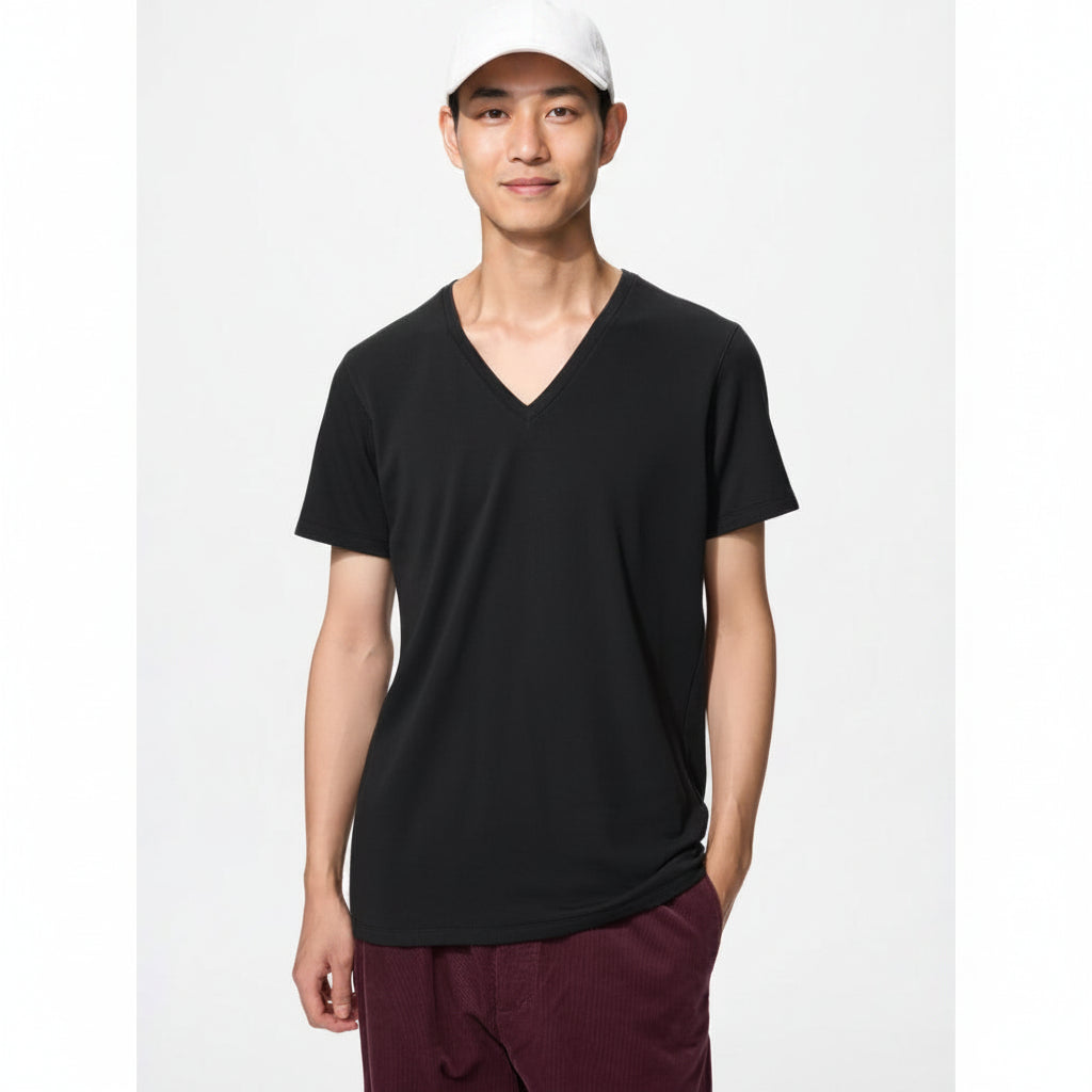 U Ultra Warm HEATTECH Cotton V-Neck T-Shirt 491992 Japan best brand