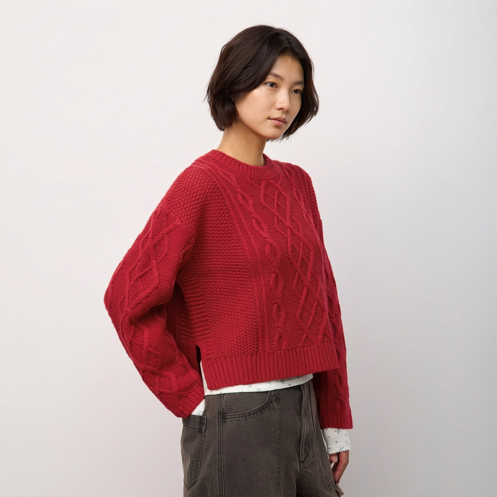GU Cable Back-Ribbon Sweater by rokh 362133 Japan best brand