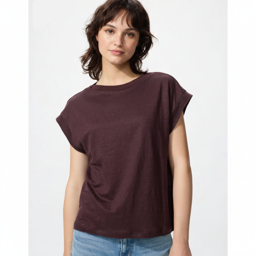 U Linen French Sleeve Relaxed Fit T-Shirt 477967 Japan best brand
