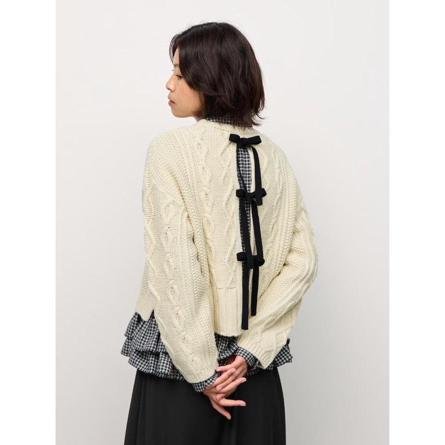 GU Cable Back-Ribbon Sweater by rokh 362133 Japan best brand