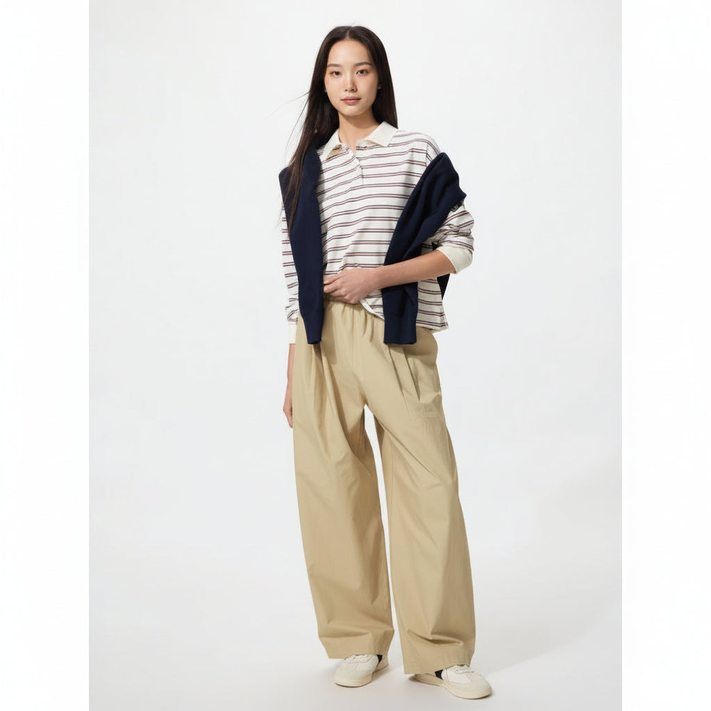 U Cotton Volume Easy Pants (Longer Length) 489684 Japan best brand