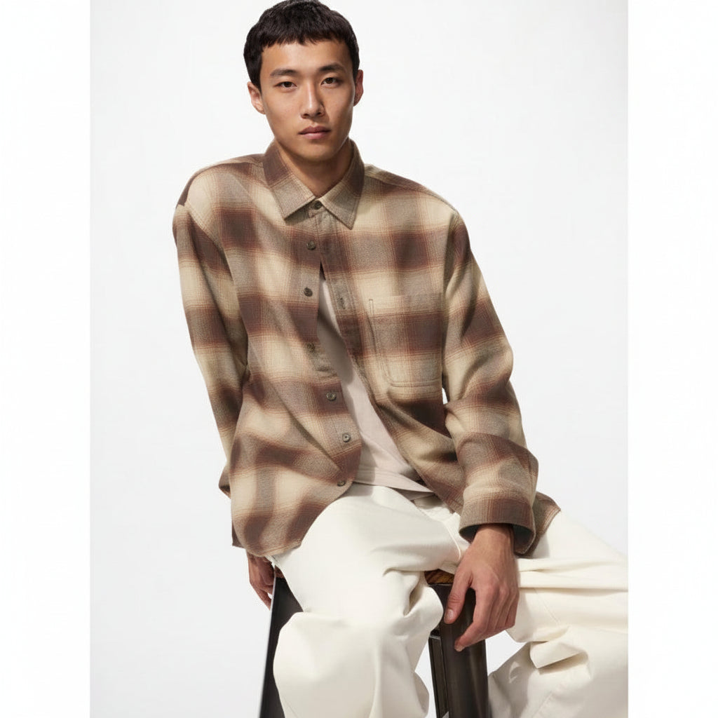 UniQlo Flannel Shirt / Ombre Check 486601 Japan best brand