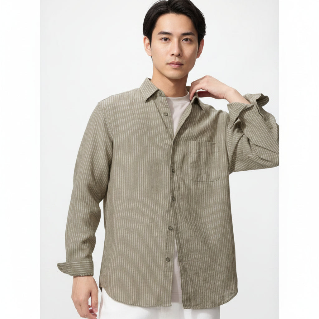 U Premium Linen Shirt / Stripe – 482434 Japan best brand