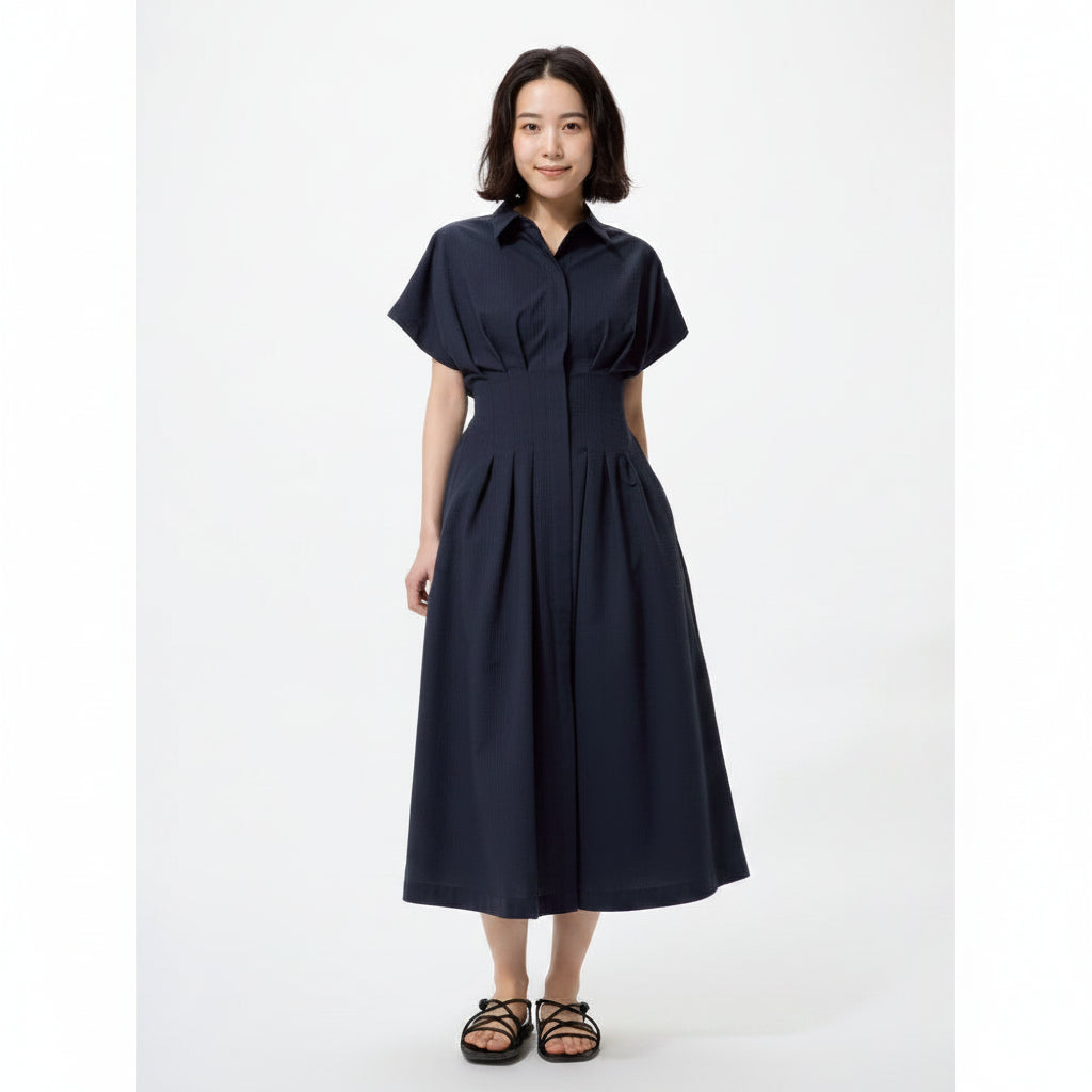UniQlo Seersucker Shirt Dress – Shorter Length 487721 Japan best brand