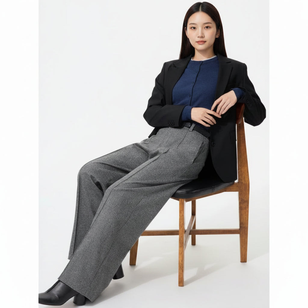 UniQlo Brushed Jersey Wide Pants / Herringbone 489395 Japan best brand