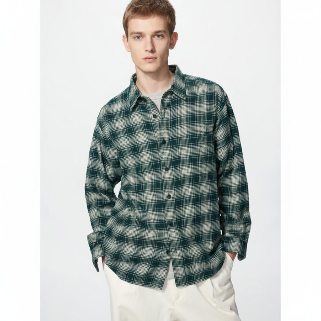 UniQlo Flannel Shirt / Ombre Check 486602 Japan best brand