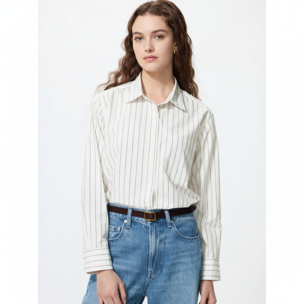 U Cotton Blend Shirt / Stripe 491501 Japan best brand