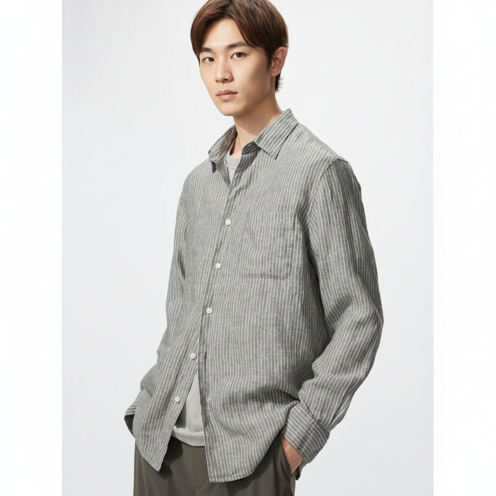 UniQlo Premium Linen Shirt / Stripe – 482434 Japan best brand
