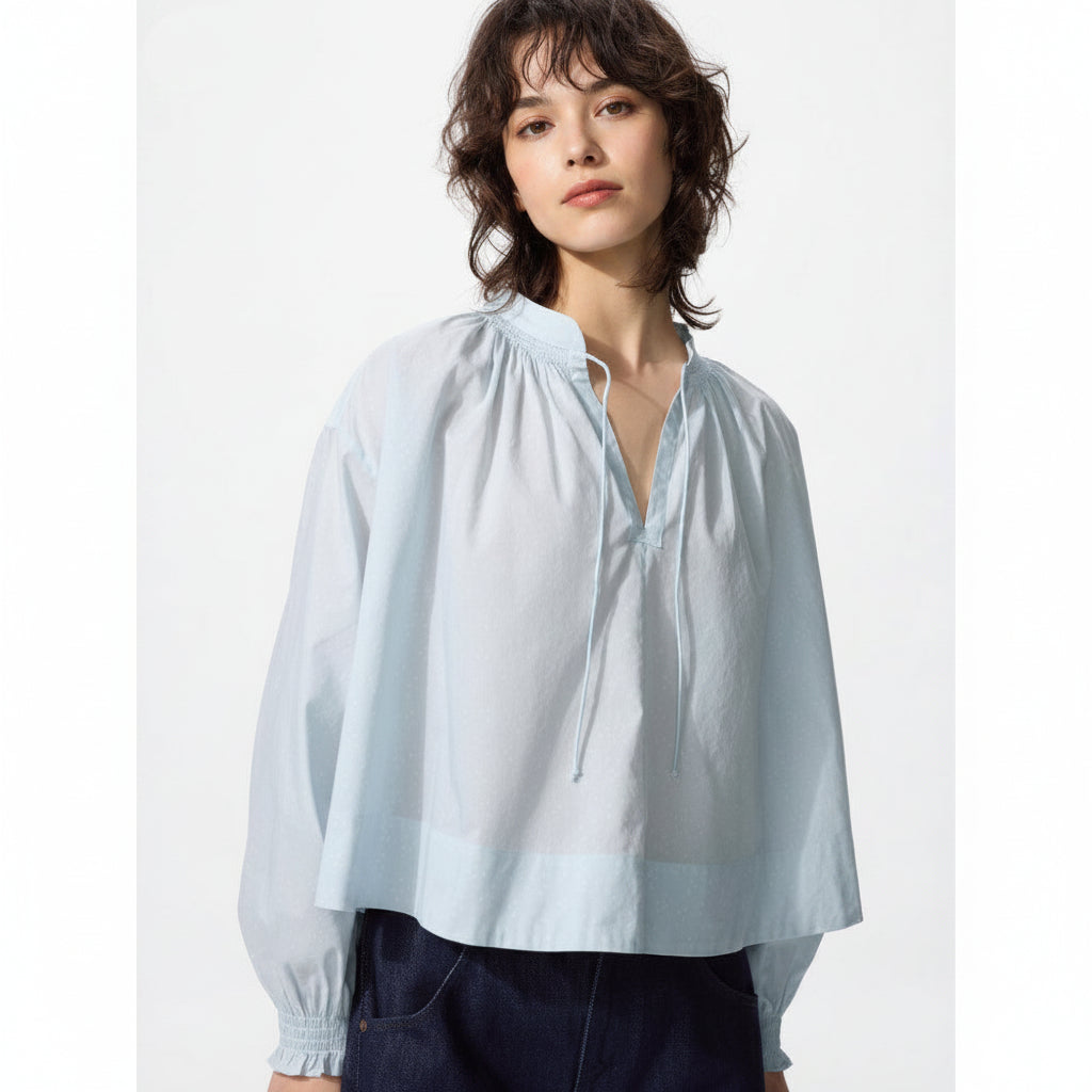 UniQlo Cotton Volume Print Blouse 486309 japan best brand