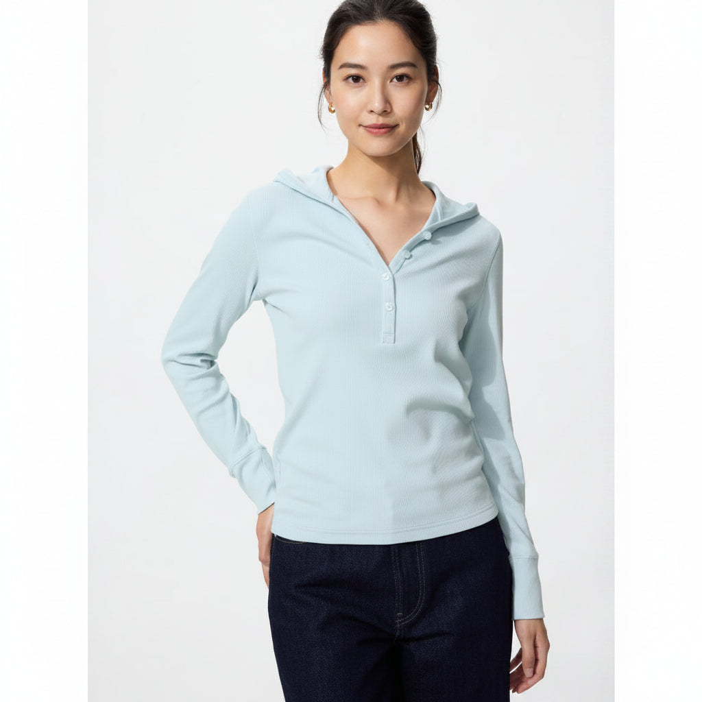 U Hooded Rib T-Shirt 488298 Japan best brand