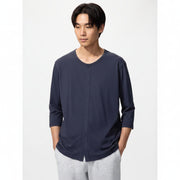 U AIRism Front-Opening Crew Neck T-Shirt (3/4 Sleeves) 482643 Japan best brand