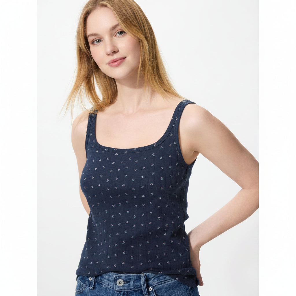 U Pointelle Tank Top Cherry Print 484228 japan best brand