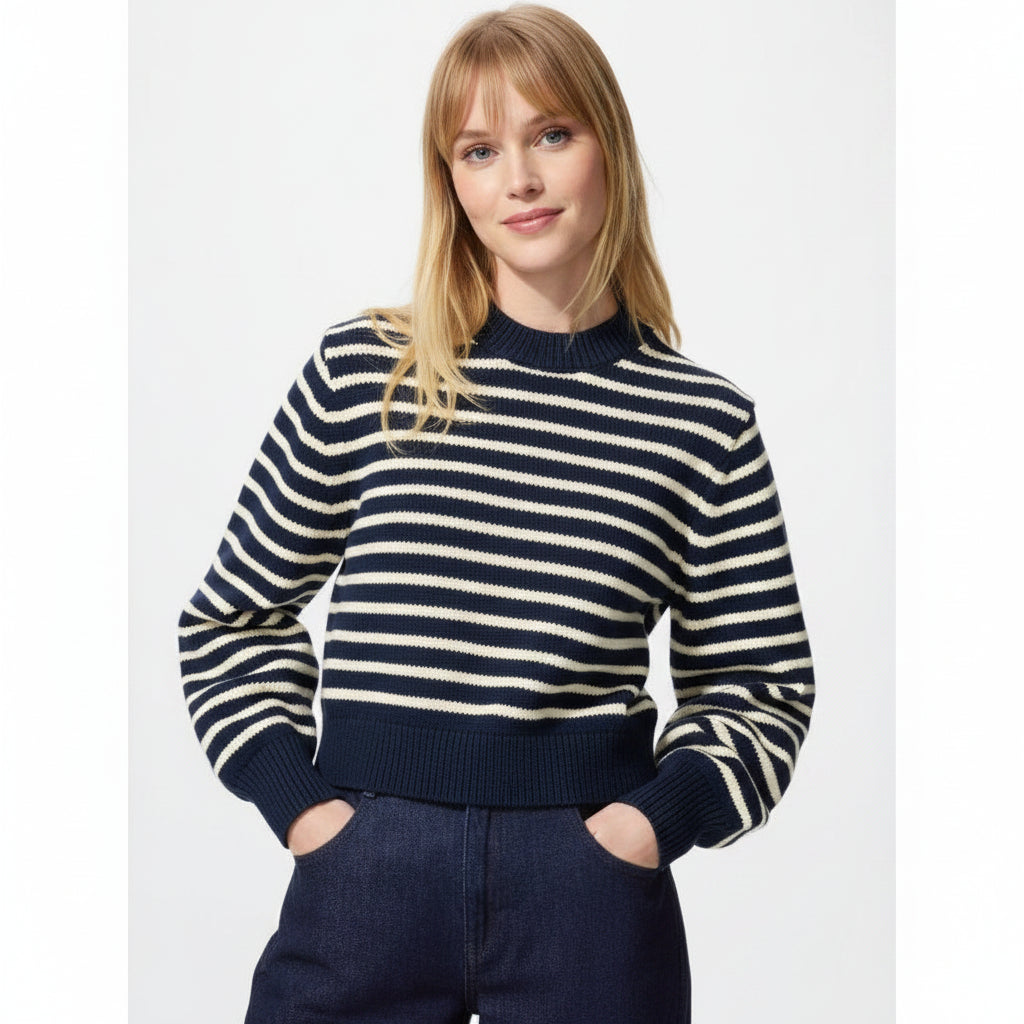 U Cotton-Blend Cropped Crew Neck Sweater 486314 Japan best brand