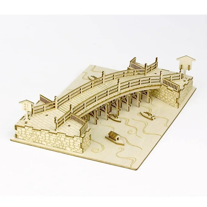 ki-gu-mi Nihonbashi Wooden 3D Puzzle – DIY Craft Kit for Kids and Adults